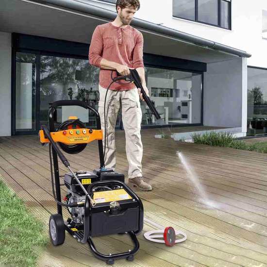 Benzine Hogedrukreiniger - Drukreiniger Krachtig - Terras Reinigen - 75 PK Motor - 2200 PSI - Zwart
