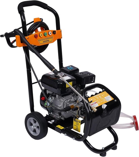 Benzine Hogedrukreiniger - Krachtige Reiniger - Terras en Auto - 7.5 pk Motor - 170 Bar - Zwart
