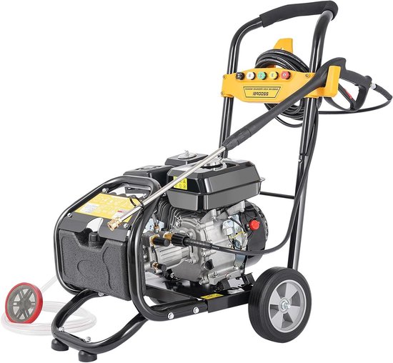 Benzine Hogedrukreiniger - Krachtige Reiniger - Terras en Voertuig - 7.5 PK Motor - 8 Meter Slang - Wit