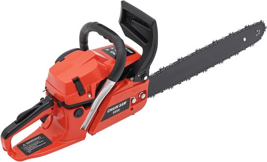 Benzine Kettingzaag - Krachtige Motor - Hout Zagen - Efficiënt Brandstofverbruik - 50 cm Zaagblad - Rood Zwart van Merkloos	