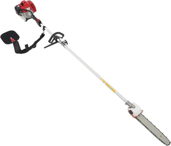 Benzine Kettingzaag Lange Steel - Takkenzaag Motorzaag - Boom Snoeien - Telescopische Verstelbare Steel - 350 cm - Rood