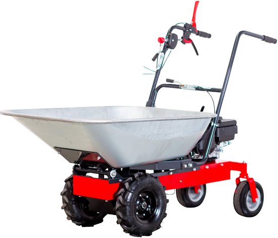 Benzine kruiwagen met gegalvaniseerde stalen bak 100l 200kg 3,2pk 1+ 1R snelheden Torros MK200F van Merkloos	