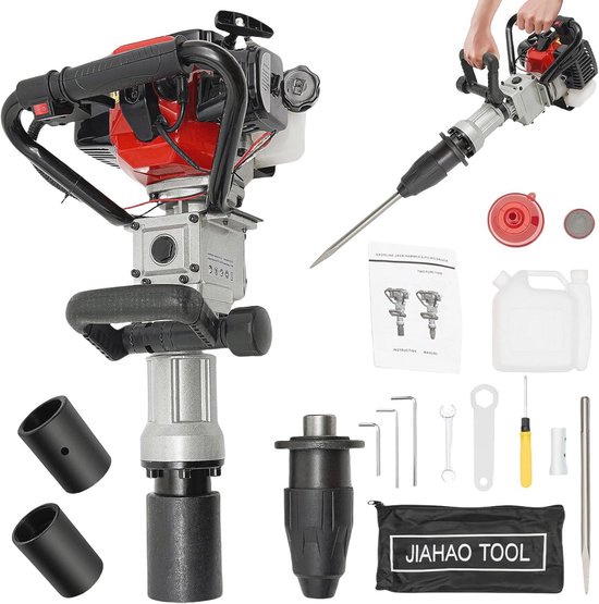 Benzine paalram 2-in-1 met handtrekstart - Grondboor en paaldriver van VONROC