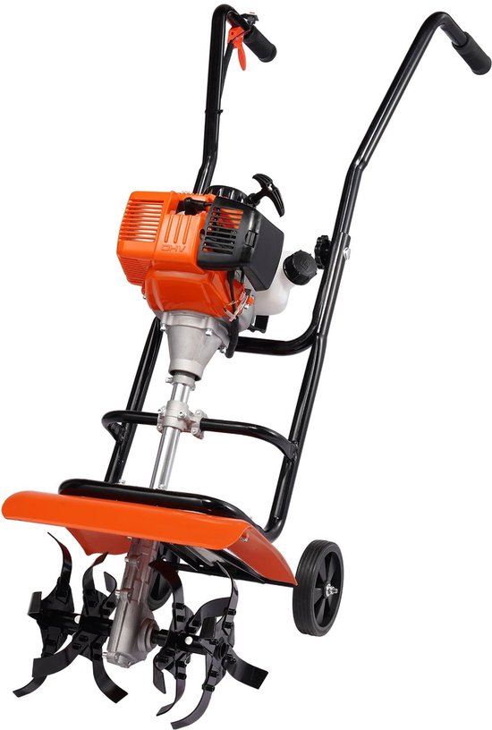 Benzine Tuinfrees - Grondfrees - Frees - Cultivator - Tuingereedschap - 43cc Motor – 4 Verstelbare Stalen Tanden - Bodemfrees - Tuinploeg - Grondfreesmachine - Geschikt voor Tuin, Gazon & Bodembewerking van Merkloos	