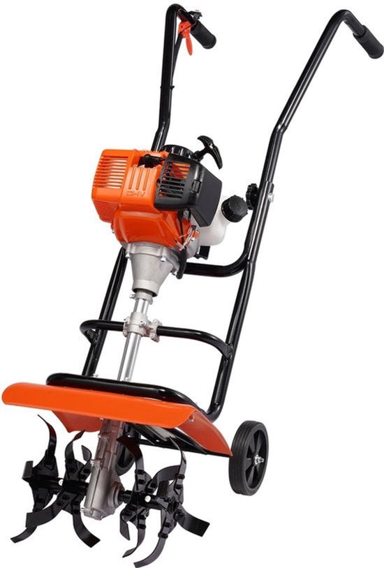 Benzine Tuinfrees - Grondfrees - Frees - Cultivator - Tuingereedschap - Geschikt voor Tuin, Gazon & Bodembewerking - 31cc Motor – 4 Verstelbare Stalen Tanden - Bodemfrees - Tuinploeg - Grondfreesmachine