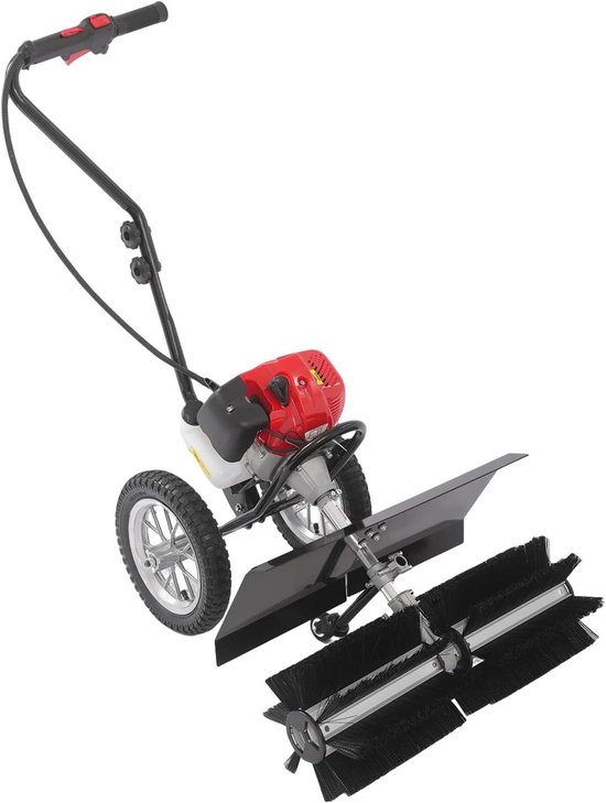 Benzine veegmachine - Duwbezem - Buiten reinigen - Krachtige 43cc motor - 60 cm werkbreedte - Zwart