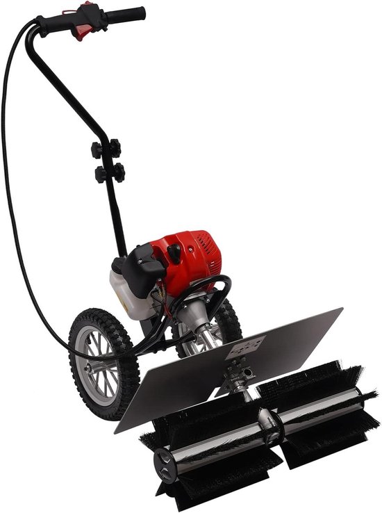 Benzine Veegmachine - Loop Veegmachine - Buiten Reinigen - Zelfaandrijvend - 60 cm Werkbreedte - Zwart Rood