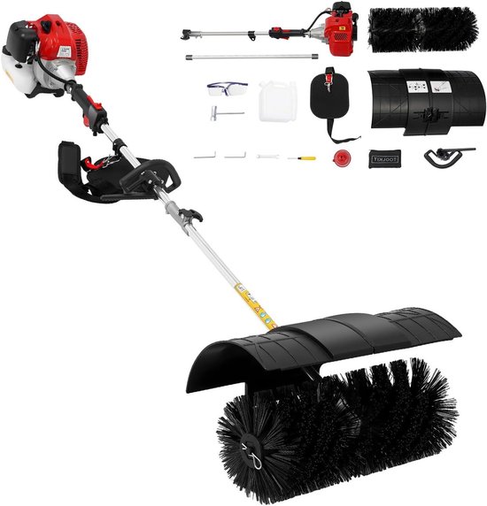 Benzine Veegmachine - Motorbezem Sneeuwblazer - Terrassen Reinigen - Grote Veegkop - 60 cm - Rood van Merkloos	