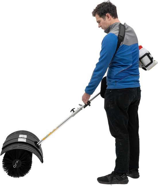 Benzine Veegmachine - Motorbezem Sneeuwborstel - Oprit Reinigen - Krachtige 2-takt Motor - 60 cm Werkbreedte - Rood/Zwart