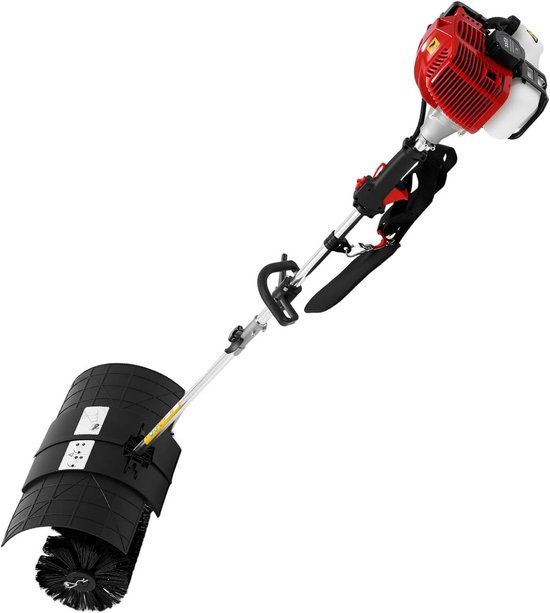 Benzine Veegmachine - Motorbezem Sneeuwruimer - Buiten Reinigen - 52cc 2-takt Motor - 52 cm Borstelbreedte - Zwart Rood