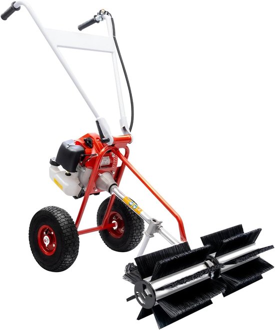 Benzine Veegmachine - Outdoor Bezemer - Oprit Reinigen - Krachtige 2-takt Motor - 60 cm Werkbreedte - Zwart