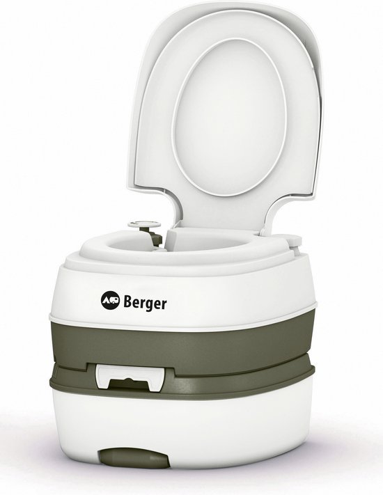BERGER Campingtoilet Deluxe | Mobiel Toilet | Reis Toilet | Camping Toilet Draagbaar | Voor Camping | Buiten Kampeer Reis Outdoor Toilet | Camper Caravan Toilet | Wit van Berger