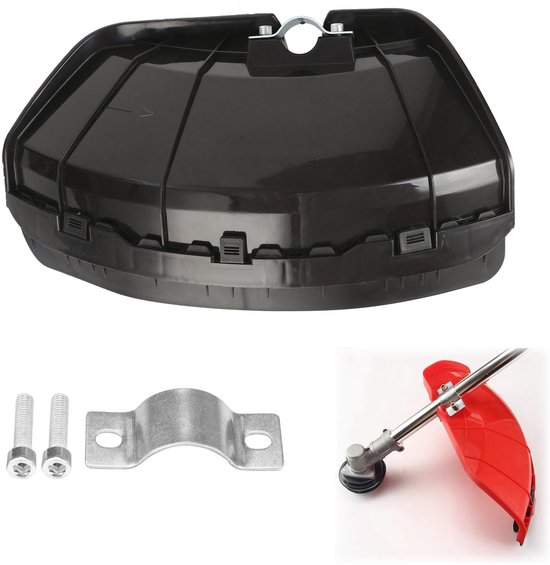 Bescherming voor bosmaaier, beschermschild voor bosmaaier, universele steenbescherming voor bosmaaier, met 2 schroeven, voor bosmaaier, grasmaaier, trimmer, met een diameter van 28 mm (zwart)