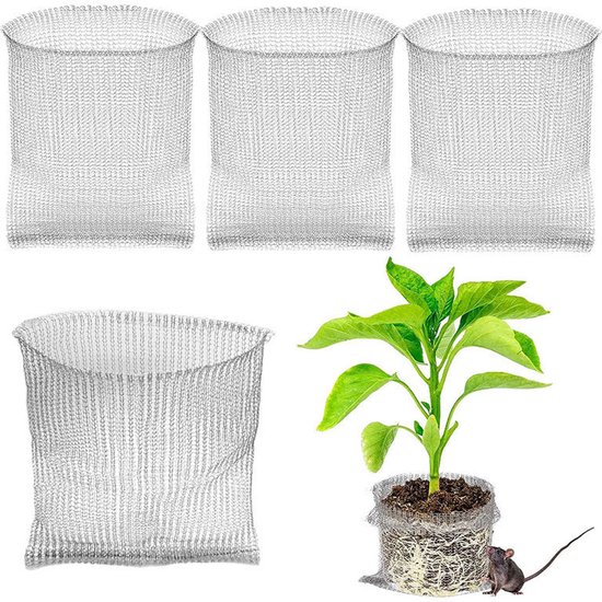 Beschermmanden van roestvrij staal voor plantwortels (set van 10) – Zakken van RVS-gaas – Gaasbarrière tegen ongedierte en knaagdieren – Wortelbeschermingsnet – Geweven gaaszakken – 30 x 15 cm