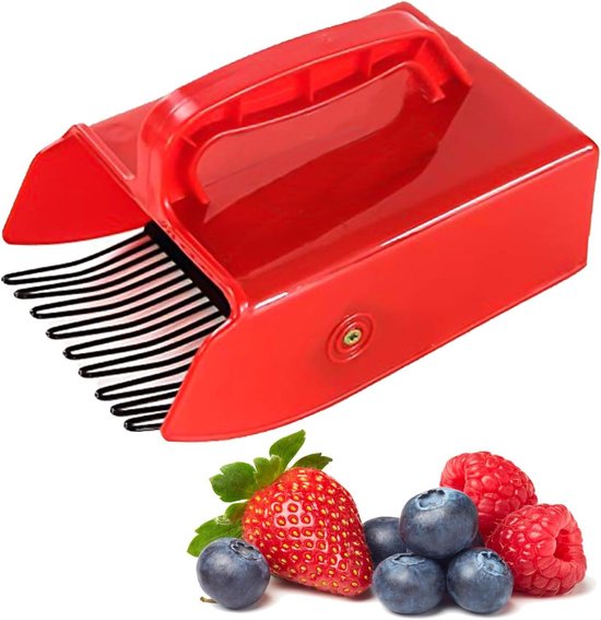 Bessenplukker - Fruitverzamelaar - Bessen Oogsten - Robuuste Metalen Tanden - 27.3 x 17.3 cm - Rood