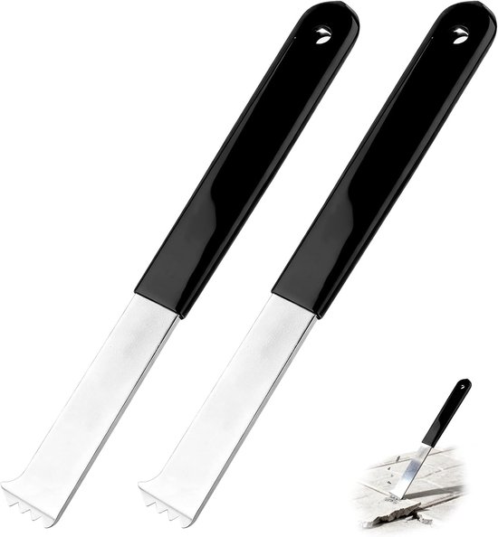 Bestratingsgereedschap Set - Voegensnijder Kit - Terras Onderhoud - Dubbele Schraper Functie - 20cm Lengte - Zwart