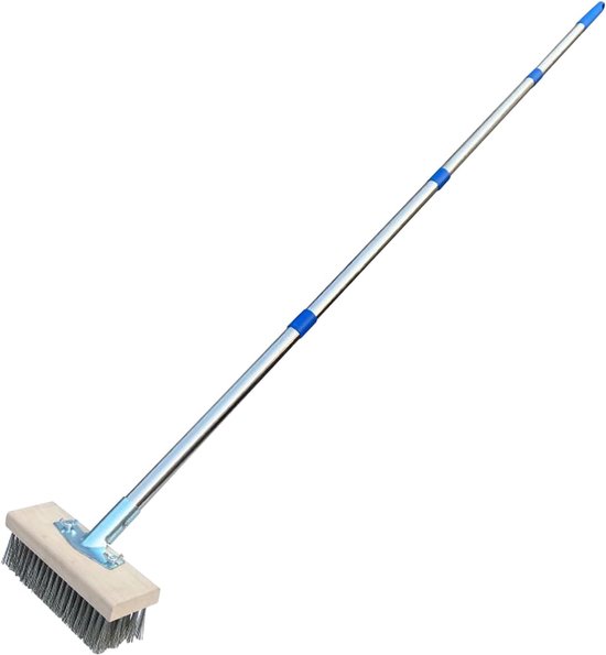 Betonborstel Draadbezem - Terrasbezem Tuinveger - Mos en Algen Verwijderen - Verstelbare Telescoopsteel - 448 x 117 x 116 cm van Merkloos	