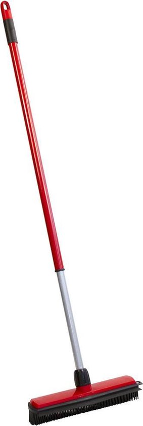 BETRA rubberen bezem 30cm breed met telescopische metalen steel | rood van Betra
