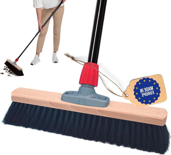 Bezem 40 cm met steel - fijn en kunstborstelharen - ideaal als werkplaatsbezem - industriële bezem - stofveger - haarbezem van Kreator