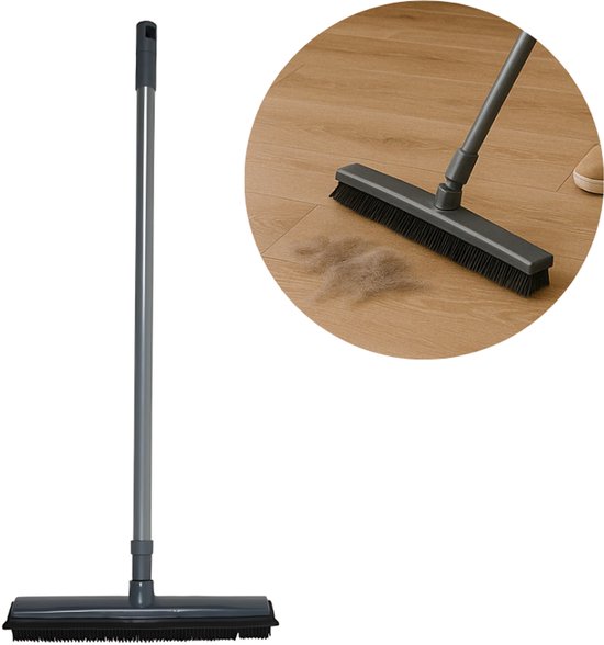 Bezem Binnen - Bezem met Telescoopsteel - Bezem Rubber - Bezem Zwart - Kappersbezem - Rubber bezem & Vloerwisser met steel van Bavepa