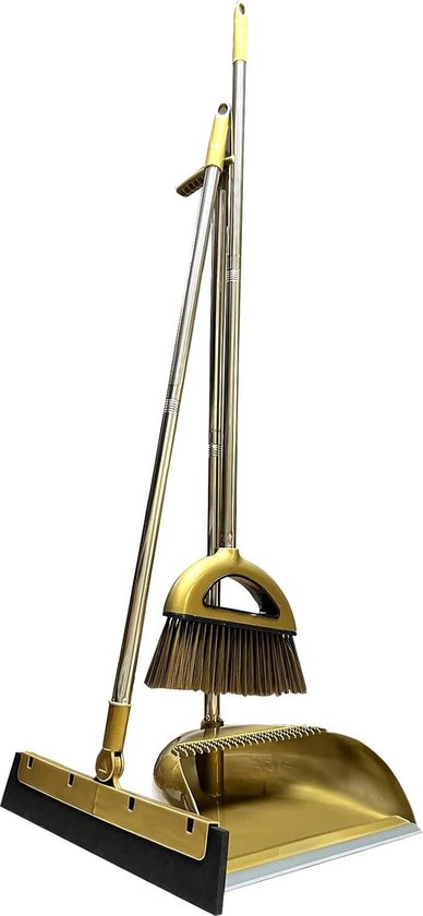 Bezem driedelige set - harde vloer - roestvrij staal - varkenshaar - zwart/zilver/goud van V-Part