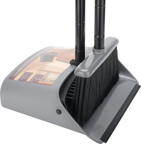 Bezem en blik met lange steel, 54 inch veeg- en stofblikcombo voor thuis, op kantoor, lobby-veegmachine van Casabella