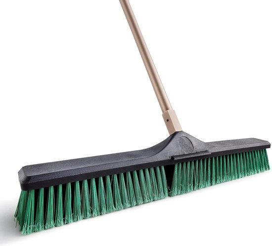Bezem grote outdoor stijve vegende bezems - Heavy Duty Push Bezem met 62 inch verbeterd staal lang handvat - multi-Surface Floor Scrub Brush voor Garage Tuin Yard Patio Deck - groen 24 inch van KeFanta