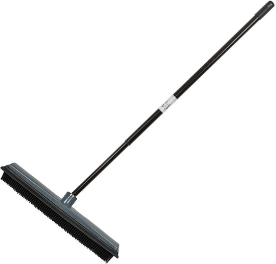Bezem met steel - telescoopsteel 80-130 cm - kappersbezem - rubber - 35 cm van Merkloos	