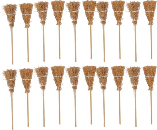 Bezem Mini Heksenbezem Halloween Decoraties - Stro - Miniatuur - Wit Touw - DIY - Heksenbezem - Halloween Party - Cosplay van THEMAQUALMANT