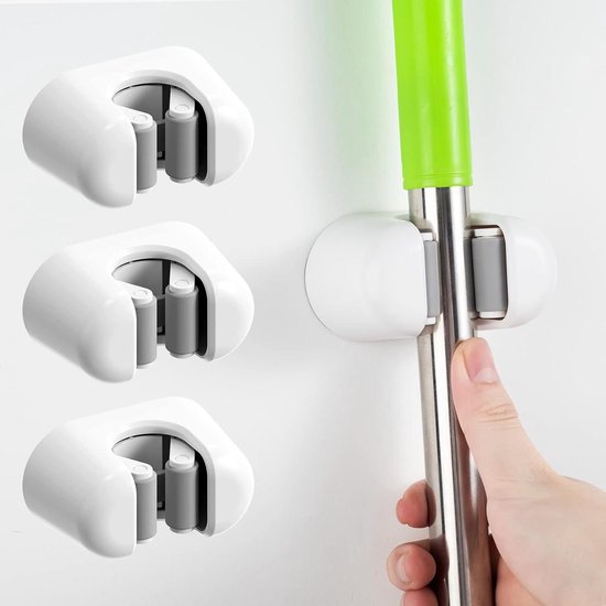 Bezem Mop Houder - Bezem Mop Organizer Wandgemonteerde Houder - Wandgemonteerde Tool Opslaghouder voor Borstel Mop - Garage Tuin Landry Badkamer Opslag van EINFAGOOD