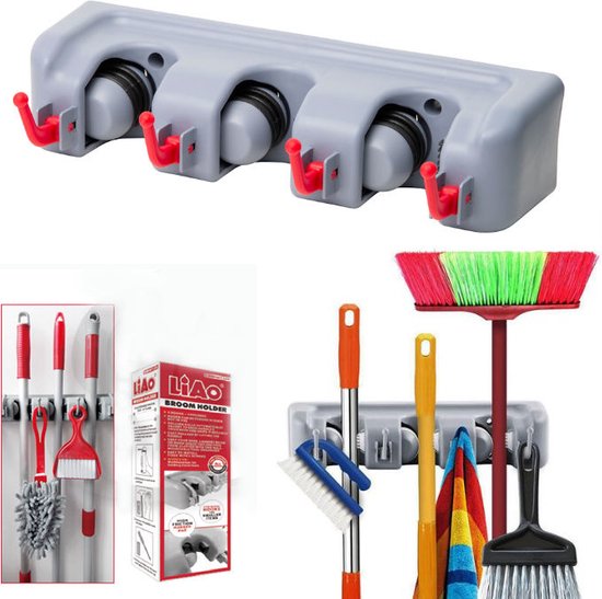 Bezem ophangsysteem tuingereedschap - Steelhouder voor 3 stelen - Ophangsysteem - Wandhouder bezems & tuin gereedschap van Gadgy