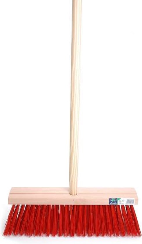 Bezem rood 41 cm inclusief steel 140 cm van Wecoline