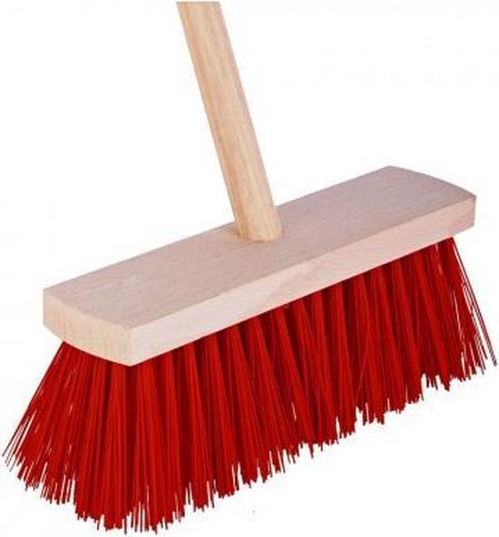 Bezem Rood -  Buiten bezem - Veger - Bezem steel 120/ 28cm breed - Tuinbezem - Tuingereedschap van Merkloos	