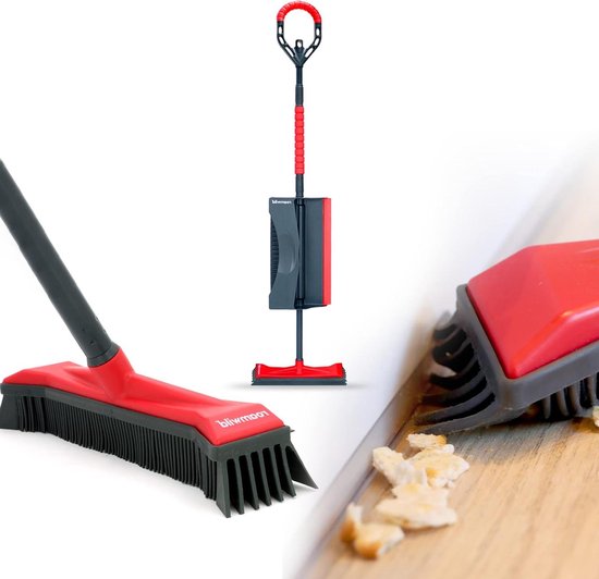 Bezem Rubber Pull Multi-Cleaner & Stofpan Combo Set - Natte & Droge Puinhoop Opruimen - Huisdier Haar Verwijderen - Harde Vloeren en Tapijten van KOLLIEE