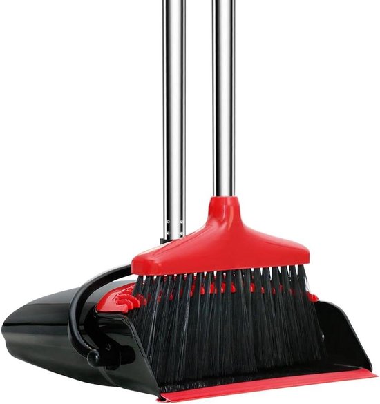 Bezem Rubberen borstel met steel - verwijderen van dierenharen - rood van Merkloos	