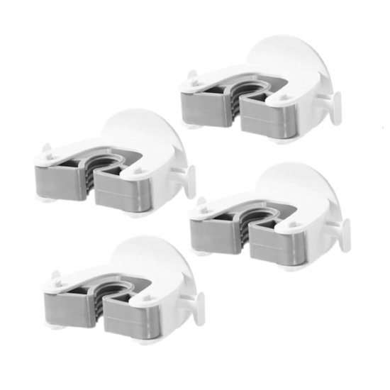 Bezemhouder - 4 Stuks - Dweilhaak - Zelfklevend - Antislip - Bezem Ophangsysteem Tuingereedschap - Gereedschapshouder - Gereedschapsklem - Bezemklem - Steelklem - Geschikt voor dweilen, bezems, paraplu's - 7*5.5 cm - Wit en grijs van HomeSimple