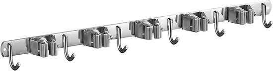 Bezemhouder-Bezem Ophangsysteem- 5 Houders 6 Haken- Tuingereedschap- Gereedschapshouder-RVS