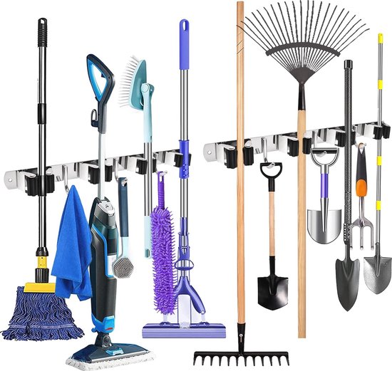 Bezemhouder set van 2 stuks, roestvrij staal, zelfklevend en multifunctioneel voor optimale organisatie van $