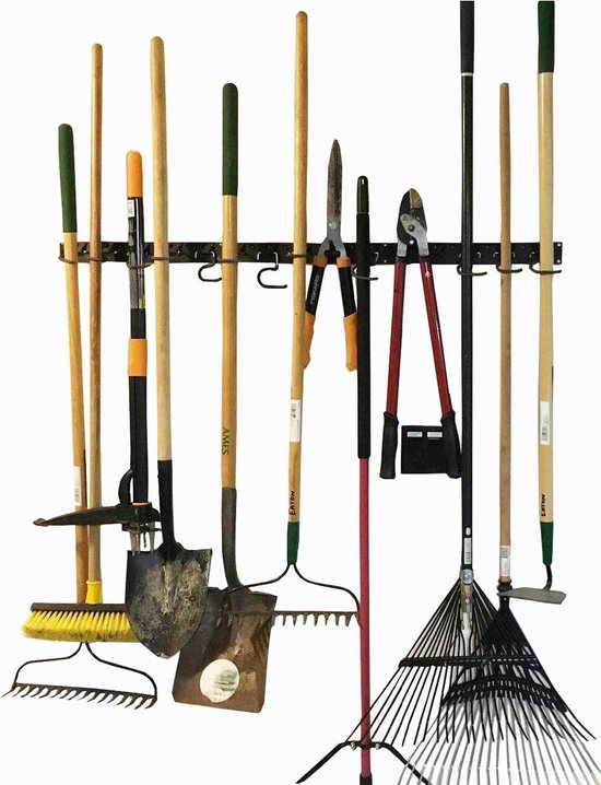 Bezemhouder Wand / Bezemhouder - Gereedschap houder - Bezem ophangsysteem Multi Wand Houder - Hanging system garden tools - 12 hooks van Emako