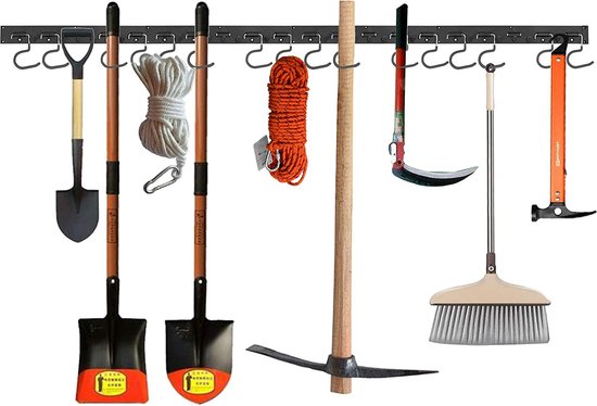 Bezemhouder Wand / Bezemhouder - Gereedschap houder - Bezem ophangsysteem Multi Wand Houder - Hanging system garden tools - 16 Hooks van Nifty Living