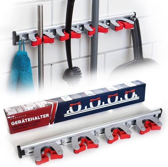 Bezemhouder Wand / Bezemhouder - Gereedschap houder - Bezem ophangsysteem Multi Wand Houder - Hanging system garden tools - 4 holders and 5 hooks van Edewàtxx