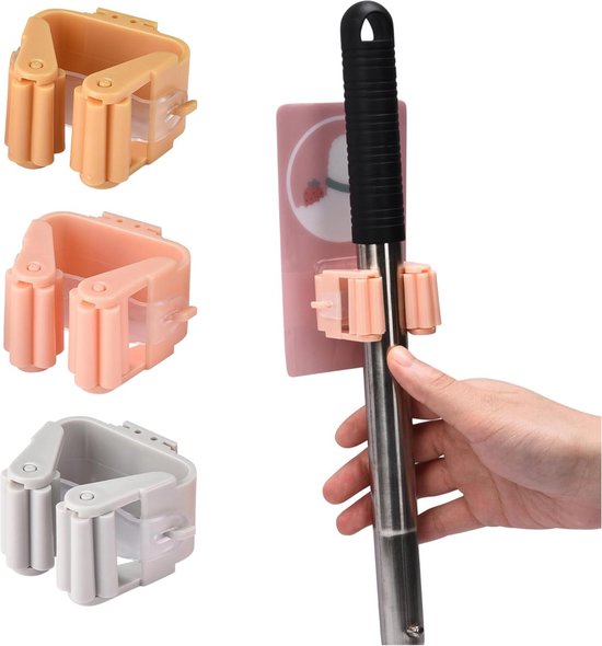 Bezemhouder wandhaak zelfklevend - bezemsteel mop haak - gereedschapswandbevestiging methouder van Merkloos	