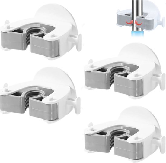 Bezemhouder - Zelfklevend - 4 Stuks - Mop Houder - Bezem Clips - Organisator Haak - Wandgemonteerd - Tidy Organizer Tool Voor Closet Keuken - Gereedschapshouder - Voor Mop En Bezem Bezemhouder - Geschikt Voor Badkamer / Keuken / Garage / Tuin / Kamer van Merkloos	