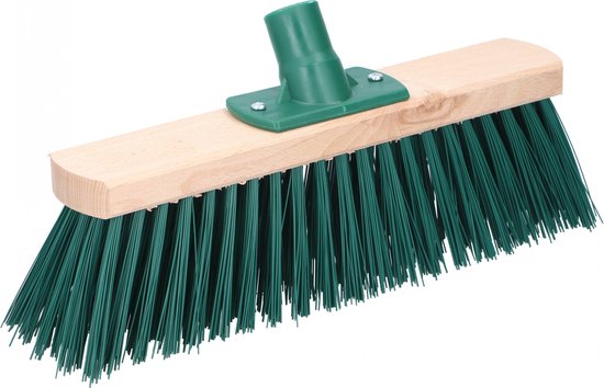 Bezemkop - Elaston - groen - hout - hard - 34 cm - 24mm - straatbezem/buitenbezem - universele steelhouder van Kreator