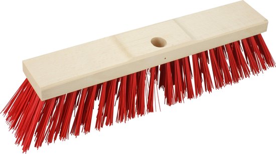 Bezemkop - Elaston - rood - hout - hard/extra stevig - 40 cm - 24mm - straatbezem/buitenbezem van Merkloos	