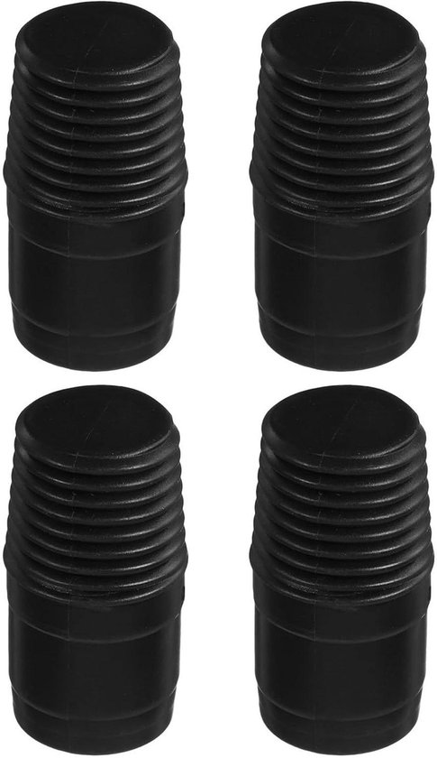 Bezemsteel Adapter - Steel Connector - Schoonmaak Verlenging - Precisie Schroefdraad - 4 stuks - Zwart