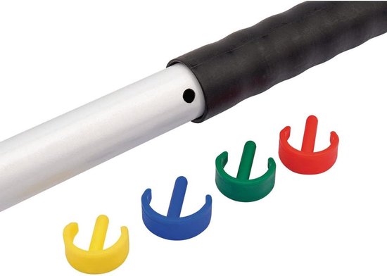 Bezemsteel - Mopsteel Handvat - Schoonmaken - Met Kleurclips - 1250 mm - Blauw