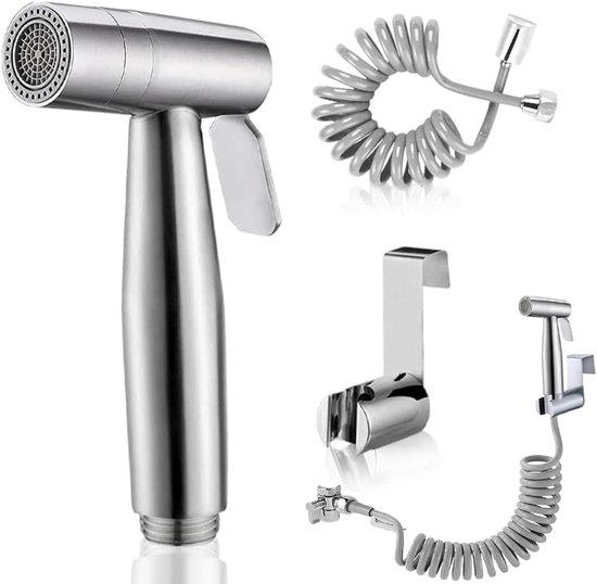 Bidet Hand Shower - RVS Toilet Sprayer met Dual Mode Jet/Stream - Baby Cloth Nappy Spray Set met Tap Dispenser en Spring Hose - Wandmontage van Riyadh