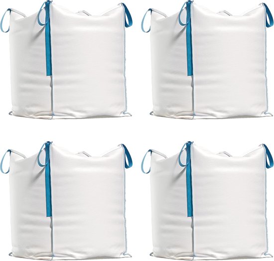 Big Bag - zakken voor bouwafval, hout, tuinafval, zand - bouwafzakken 90x90x90 cm, grote zakken draagvermogen 1000 kg (4) van Merkloos	