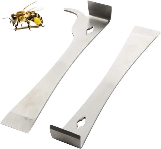 Bijenkast Gereedschap - Imker Set - Bijenteelt Werk - 2 Soorten Haken - 25 Cm Lengte - Zilver